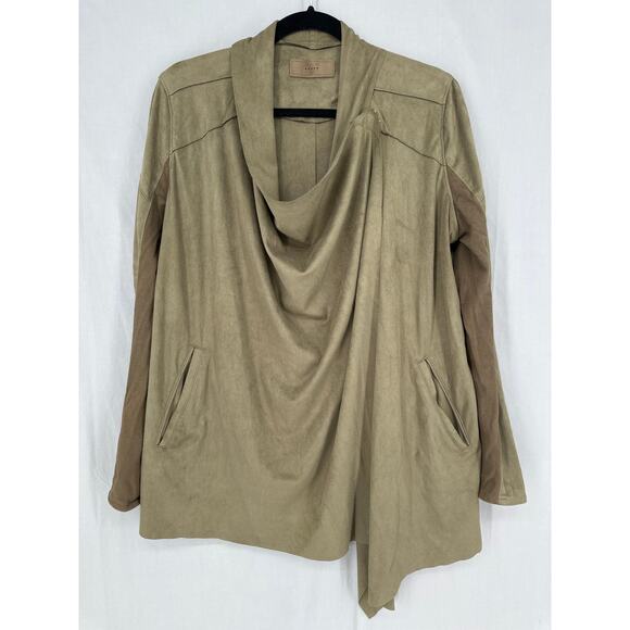 Blank NYC Jackets & Blazers - BlankNYC Jacket Womens Large Green Faux Suede Olive Drape Lightweight Stretch